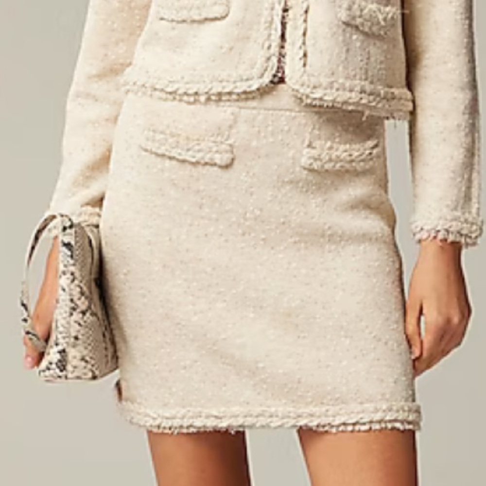NWT J.Crew | Marled fringe-trim mini sweater-skirt | Heather Sand | Size M - Picture 1 of 7